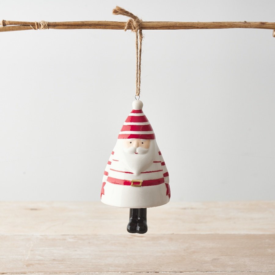 Spice up your tree this season with our adorable striped Santa ornament. Spread holiday cheer everywhere.