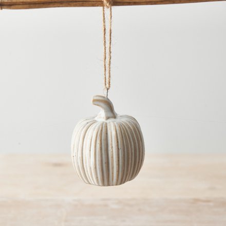 Natural Ceramic Pumpkin Hanger, 6.5cm