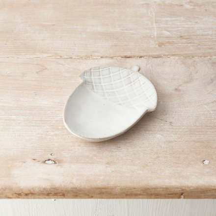 Natural Ceramic Acorn Dish, 13cm