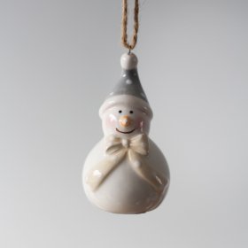 Hanging Neutral Snowman With Large Bow