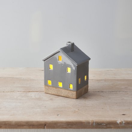 Light Up Grey House, 13.5cm