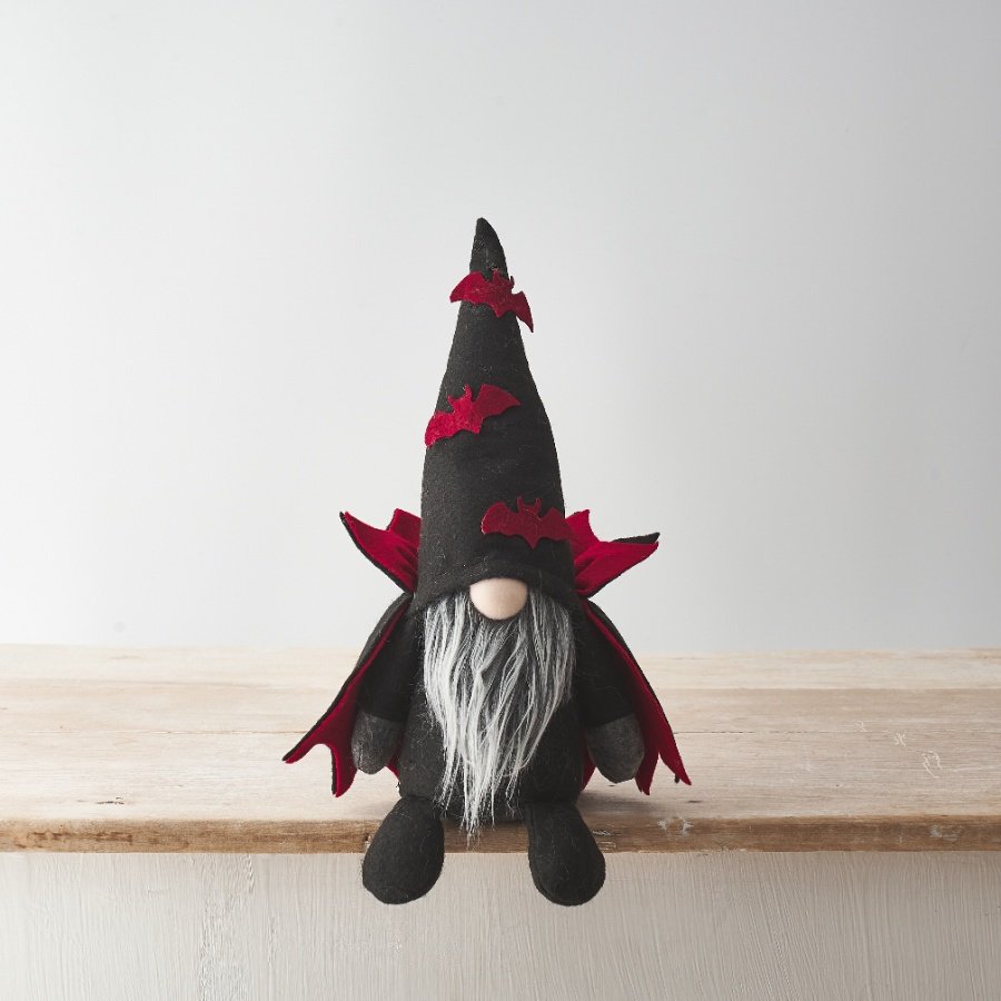 A unique seasonal Gonk decoration, dressed as Dracula. A fun, novelty Gonk with red bats and cape. 