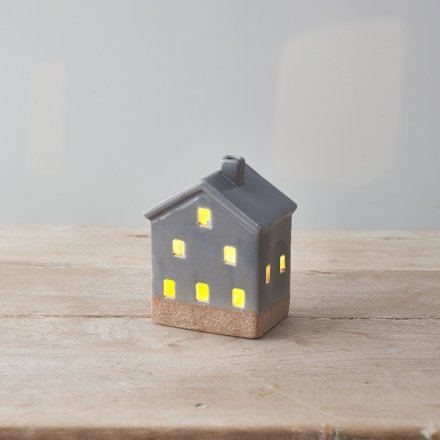 11.5cm Light Up Grey House