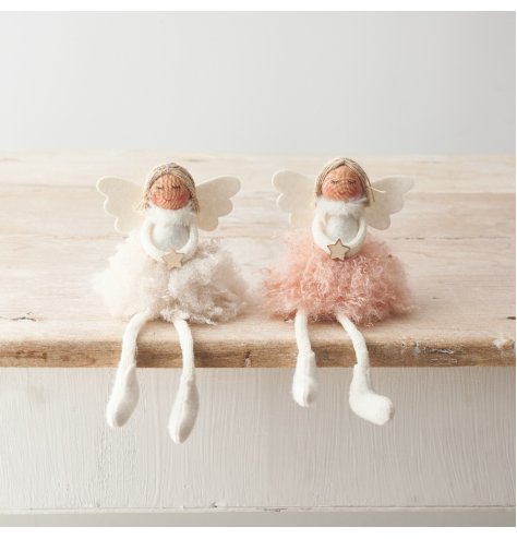 2/A Pink & White Sitting Fairies Deco