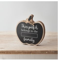 This patch belongs to... A unique pumpkin shaped wooden block to personalise. 