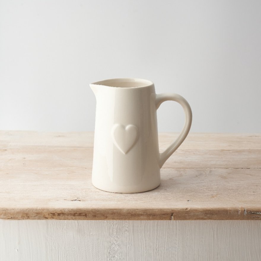 White Heart Jug 16cm