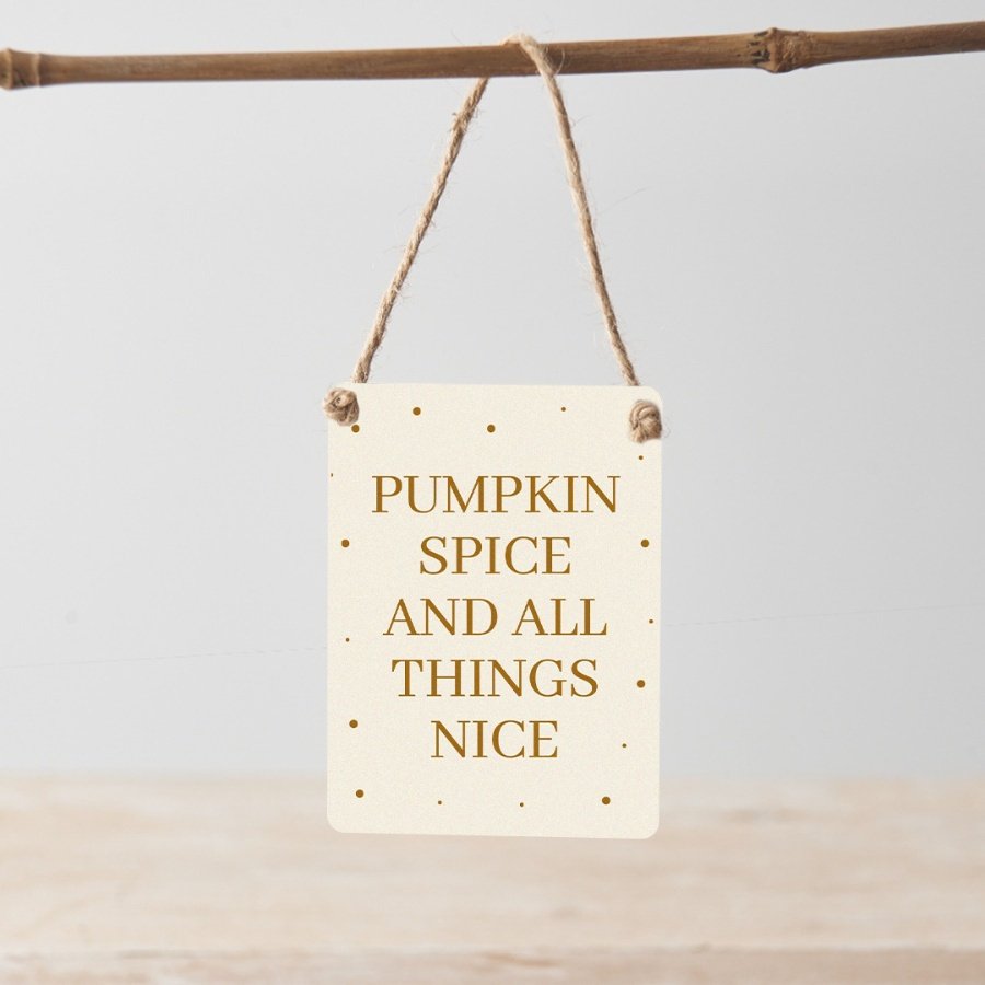 A charming mini metal sign with a polka dot design and Pumpkin slogan. 