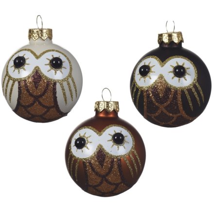 Glass Owl Baubles, 3a