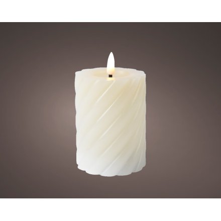 LED Twisted Design Candle, 12cm