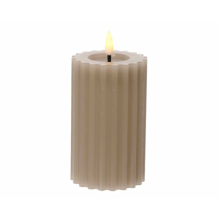 Greige LED Wax Candle, 15cm