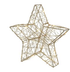 A stunning 3D silver star wrapped in micro LED lights with a warm glow. 