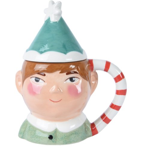 Enjoy your favourite seasonal drink in this colourful novelty elf mug with removable hat!