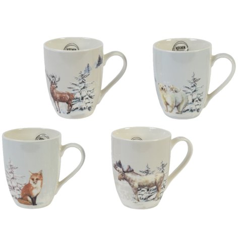 Deer, Moose, Fox and Polar bear Christmas mugs. The perfect way to enjoy your favourite seasonal drink.