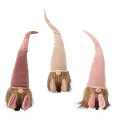 An assortment of 3 pretty gonk decorations made from luxurious velvet fabric. In stunning blush, rose and champagne 