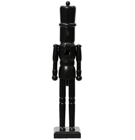 A stylish and contemporary wooden nutcracker decoration in black. The perfect accessory for the modern home this season.