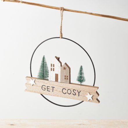 Hanging Get Cosy Wreath Sign