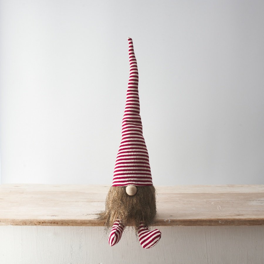 A must have seasonal Gonk decoration in rich candy stripe colours. Complete with a tall bendable hat and booties.