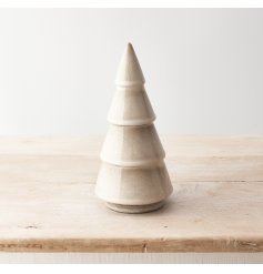 A chic glazed Christmas tree with a natural finish. An on trend, contemporary and super stylish seasonal ornament.