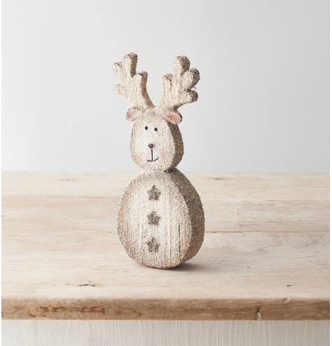 A sweet reindeer decoration with star details, glittery finish and adorable smiley face!