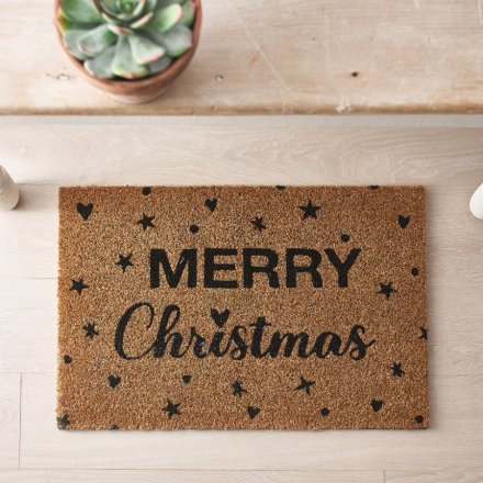 Keep soot, snow and mud at bay this season with this charming coir doormat with a Merry Christmas slogan. 