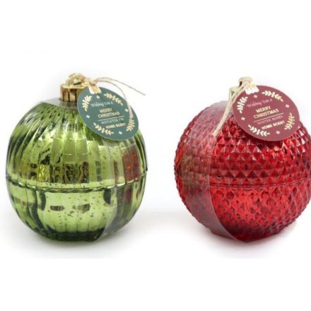 12.5cm Bauble Candle Pot, 2 Assorted