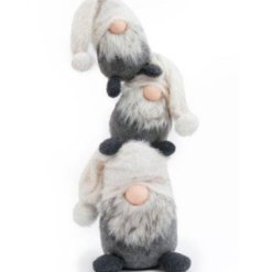 A family of stacking gonks in chic grey and white seasonal colours.
