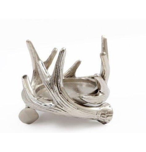 A chic silver antler candle holder. A stunning seasonal gift item and interior decoration.