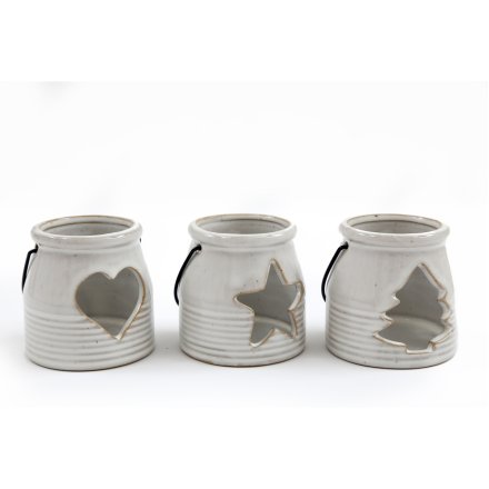 Tea Light Holder With Handle, 3 Assorted