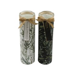 An assortment of 2 stylish sage design candle tubes in green and black colours. 