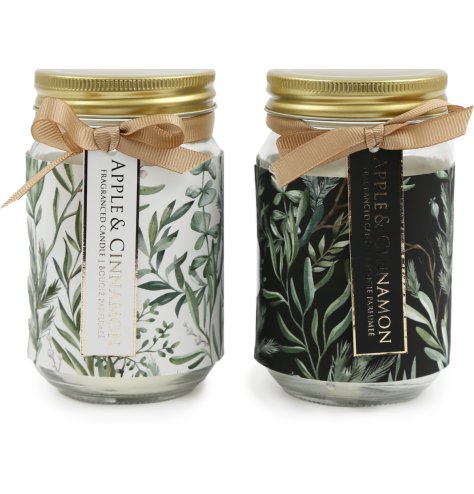Fig and sage design glass candle jars in luxurious black and white colour assortments. 
