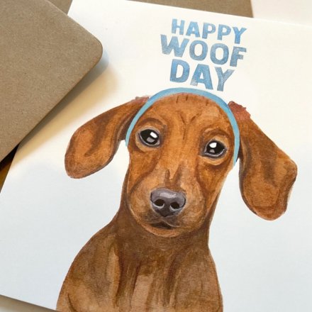 Happy Woof Day Greeting Card, 15cm