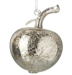A charming mottled effect glass apple shaped bauble.