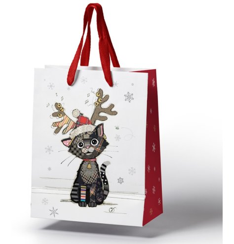 An cute kitten with Santa hat illustrated by Bug Art,