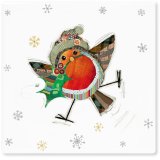 A festive robin, ceramic coaster illustrated by the talented Bug Art.
