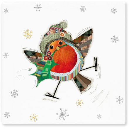 Bug Art Festive Robin Coaster