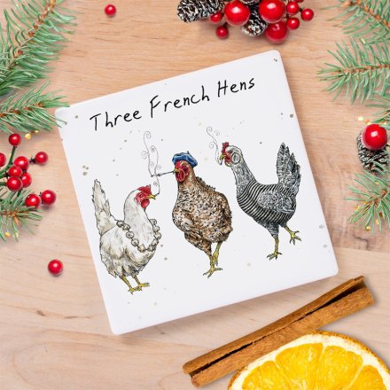 Bewilderbeest French Hens Coaster