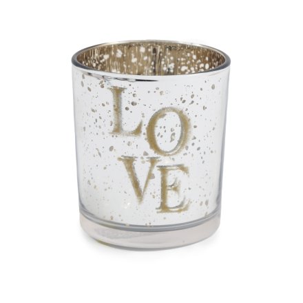 8cm 'Love' Candle Holder Gold