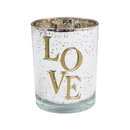 'Love' Candle Holder Gold, 12.5cm