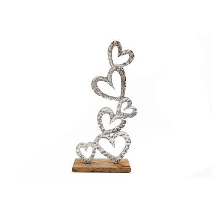 42cm Silver Hearts Ornament