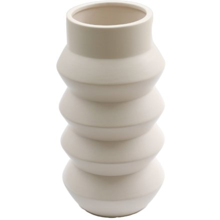Contemporary Ribbed Vase, 23cm