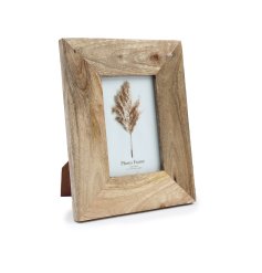 A wooden photo frame with a wide wooden frame and space to display a 4x6 inch photo. 