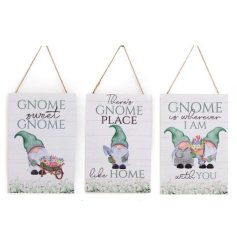 The assorted garden gnome plaques with charming quotes.