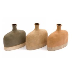 A mix of 3 textured vases with a natural and two tone finish.