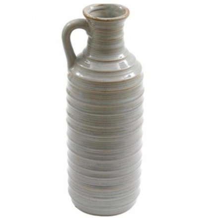 Ribbed Vase With Handle, 34.5cm. 