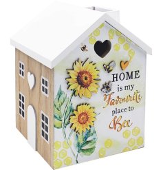 Decorative tissue box with beautiful sunflowers and bees.