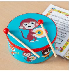 A band drum with a Monkey design, perfect for little musicians.