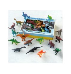 A box of 16 colourful dinosaur toys including Stegosaurus, Pterodactyl and Brontosaurus!