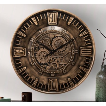 Large Gold Cog Clock, 59cm