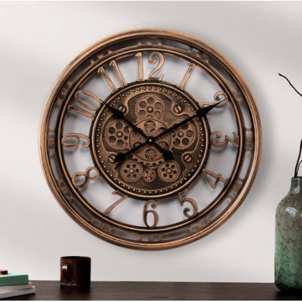 Gold Wall Clock With Cut Outs, 54cm