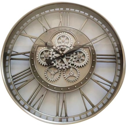 Cut Out Features Silver Clock, 70cm